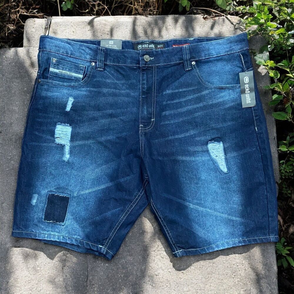 Ecko Unltd. Relaxed Fit Y2K Vintage Distressed Denim Blue Jorts Men's Size 44